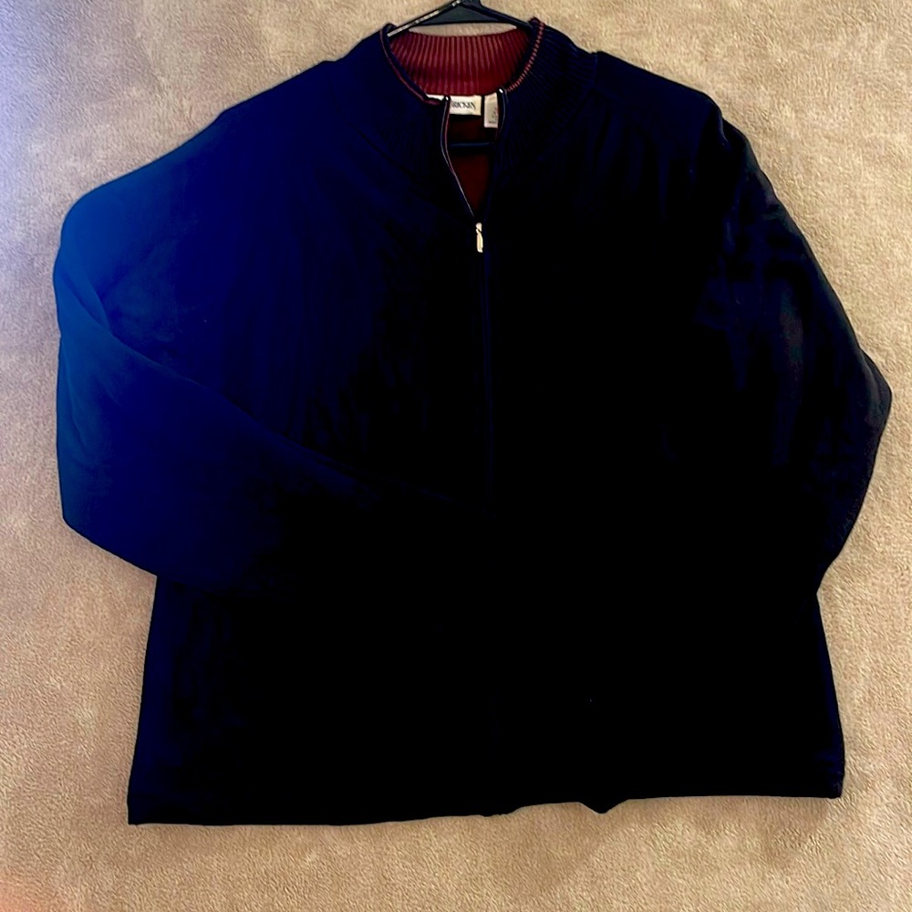 Barry Bricken reversible full zip Cardigan Men’s XL  SILK blend Black &‎ Brown